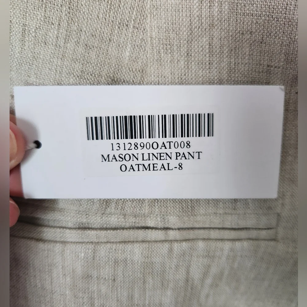 Reformation Mason Linen Pants Oatmeal Size 8 NWT